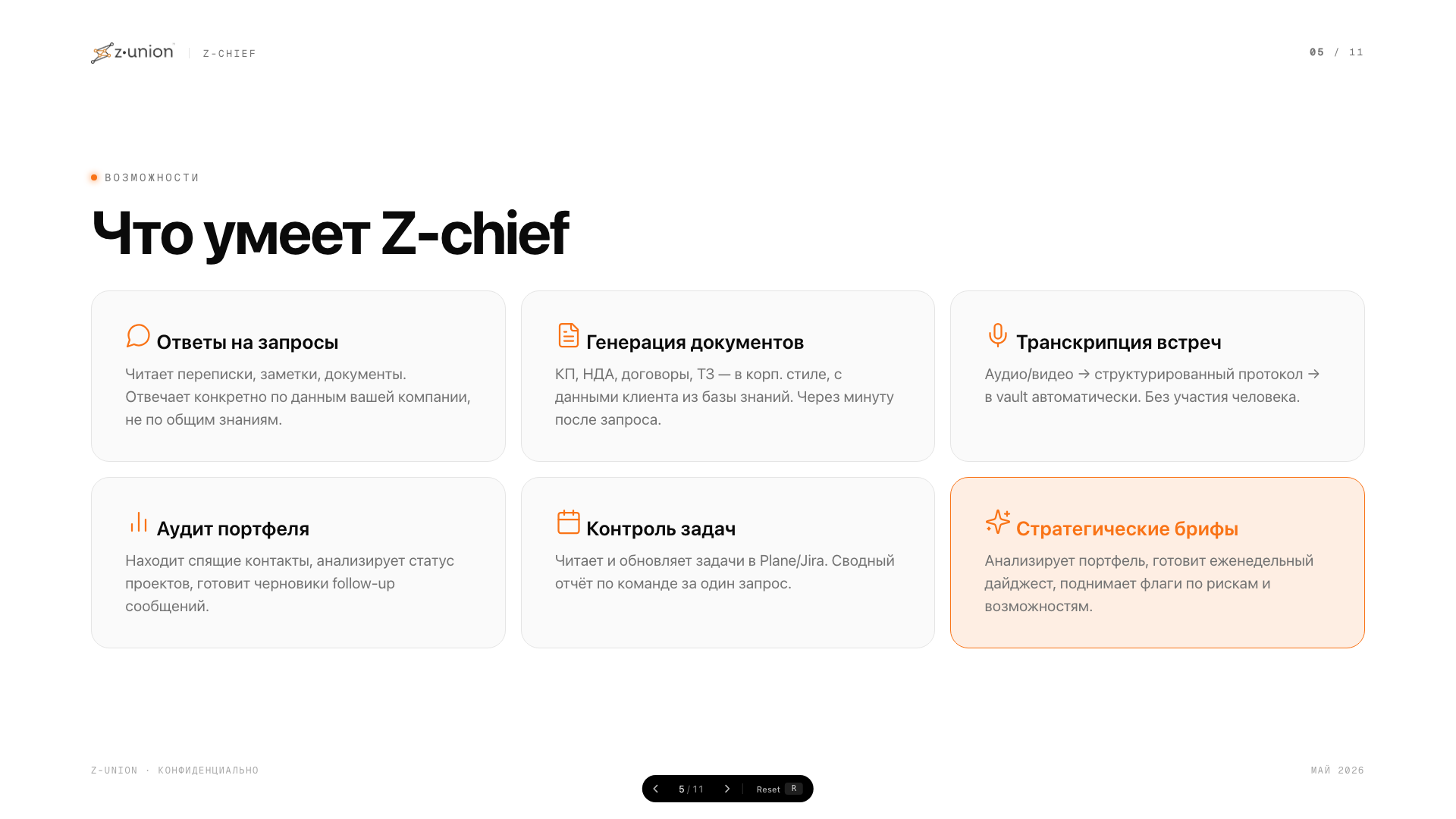 Возможности Z-chief: контекст по клиентам, документы в корпоративном стиле, работа со спящими контактами, интеграции с рабочими инструментами